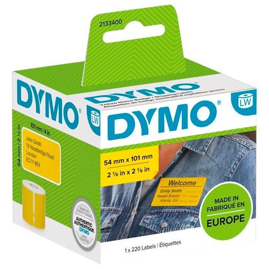 DYMO ETIQUETAS DE TRANSFERENCIA TERMICA LABEL WRITER, AMARILLO DE 54X101MM (A X L). ETIQUETAS GRANDES DE IDENTIFICACIÓN/ENVÍO. ROLLO DE 220 UD