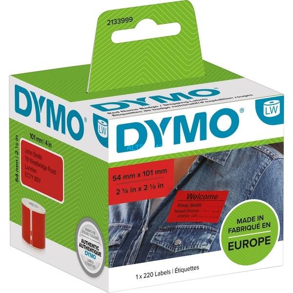 DYMO ETIQUETAS DE TRANSFERENCIA TERMICA LABEL WRITER 99014, ROJO DE 54X101MM (A X L). ETIQUETAS GRANDES DE IDENTIFICACIÓN/ENVÍO. ROLLO DE 220 UD