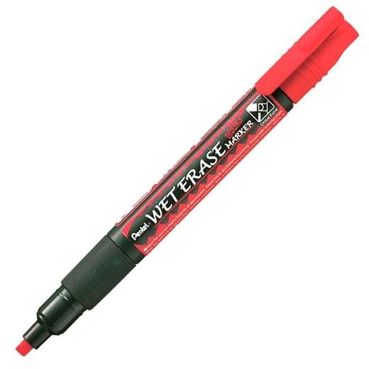 PENTEL MARCADOR DE TIZA LÍQUIDA WET ERASE ROJO CAJA 12 UD