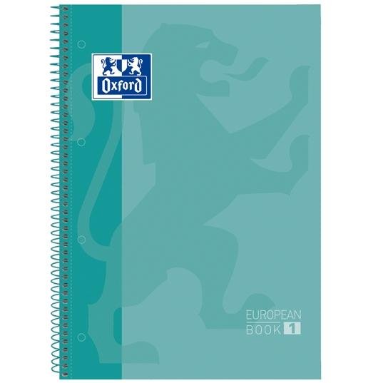 OXFORD CUADERNO CLASSIC EUROPEANBOOK 1 WRITE&ERASE 80H A4+ 1 LINEA MICROPERFORADO T/EXTRADURA PACK 5 UD ICE MINT