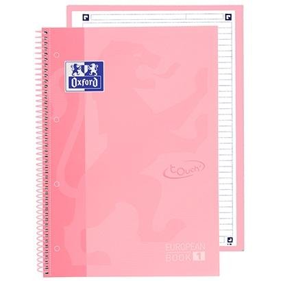 OXFORD CUADERNO TOUCH EUROPEANBOOK 1 WRITE&ERASE 80H A4+ 1 LÍNEA MICROPERFORADO T/EXTRADURA PACK 5 UD FLAMINGO PASTEL