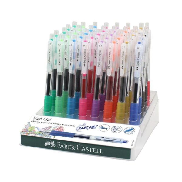 FABER CASTELL BOLÍGRAFO ROLLER FAST GEL GRIP 0.7MM C/SURTIDOS EXPOSITOR 40 UD