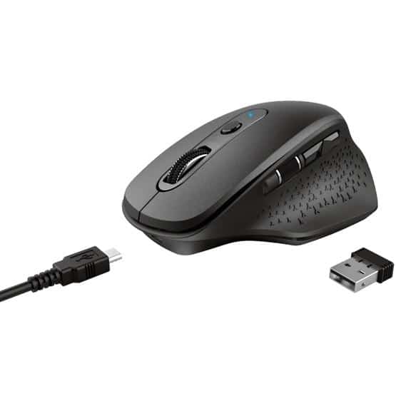 TRUST RATÓN OZAA INALÁMBRICO ERGONÓMICO DIESTROS 2400DPI RECARGABLE USB 6 BOTONES NEGRO