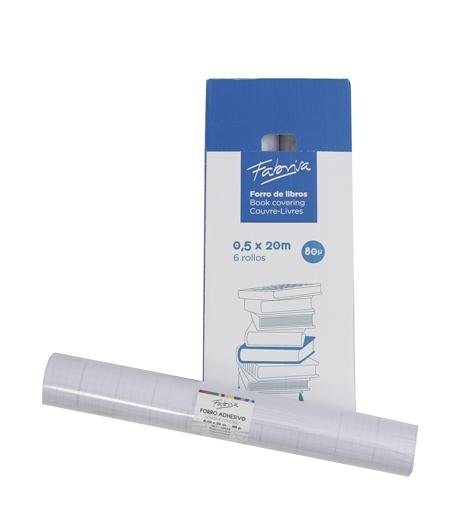 FABRISA FORRO LIBROS ADHESIVO PP 80 MICRAS 0,5X20M TRANSPARENTE 6U