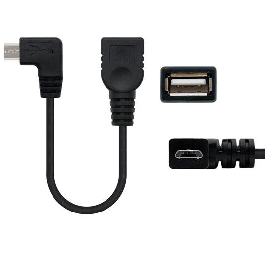 NANOCABLE CABLE USB 2.0 OTG ACODADO TIPO MICRO B/M-A/H NEGRO 15 CM