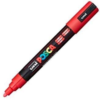 POSCA MARCADOR  PC-5M NO PERMANENTE PUNTA FORMA DE BALA 1,8 - 2,5 MM ROJO