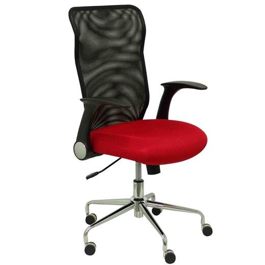 PIQUERAS Y CRESPO SILLA MINAYA GIRATORIA MECANISMO BASCULANTE B/REGULABLES RESPALDO MALLA NEGRO ASIENTO 3D ROJO