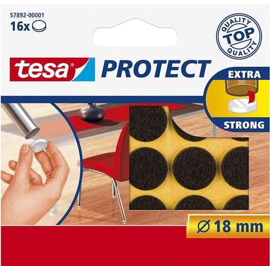 TESA FIELTRO PROTECTOR ANTIRASGUÑOS DIAMETRO Ø18MM MARRÓN -BLISTER 16U-