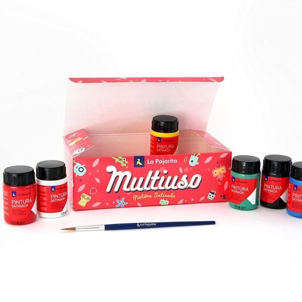 LA PAJARITA TÉMPERA ESCOLAR BOTE DE 35ML CON PINCE COLORES SURTIDOS KIT 6U