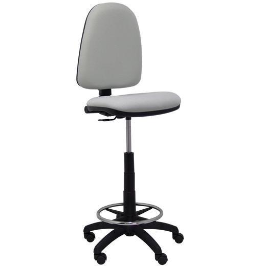 PIQUERAS Y CRESPO TABURETE AYNA S/BRAZOS REGULABLE EN ALTURA Y ARO REPOSAPIÉS RUEDAS DE PARQUÉ TAPIZADO BALI GRIS CLARO