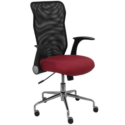 PIQUERAS Y CRESPO SILLA MINAYA GIRATORIA MECANISMO BASCULANTE B/REGULABLES RESPALDO MALLA NEGRO ASIENTO 3D GRANATE