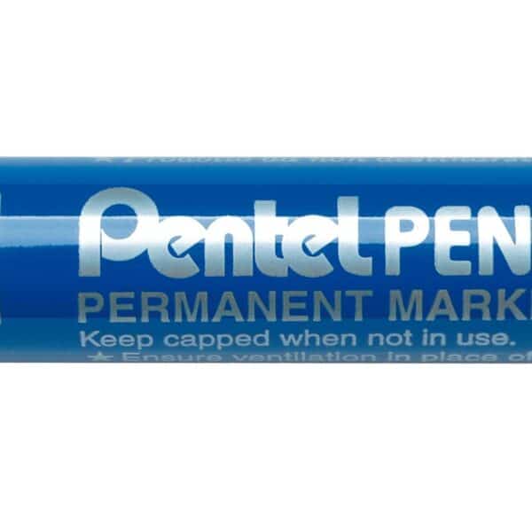 PENTEL PEN N50-BE MARCADOR PERMANENTE CUERPO ALUMINIO AZUL Y PUNTA MEDIA CONICA -12U-