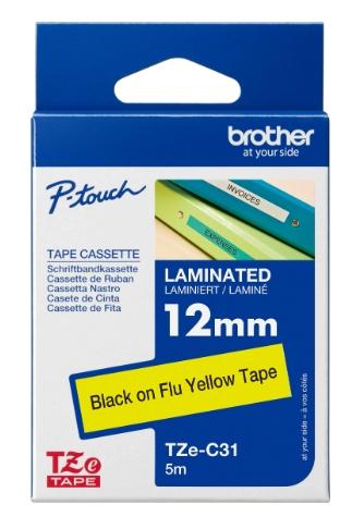 BROTHER CINTA ROTULADORA LAMINADA NEGRO SOBRE AMARILLO FLUOR - 12MMX5M