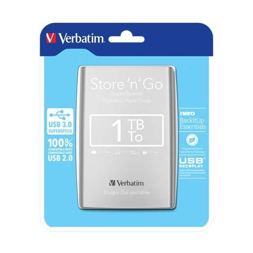 VERBATIM USB DRIVE 3.0, 1TB, 2,5" (6,35CM) HI-SPEED, STORE'N'GO, SILVER