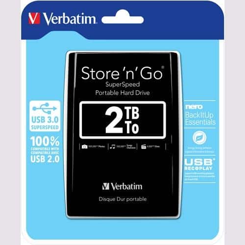 VERBATIM DISCO DURO PORTÁTIL STORE 'N' GO 2TB HDD 2.5" USB 3.0 NEGRO