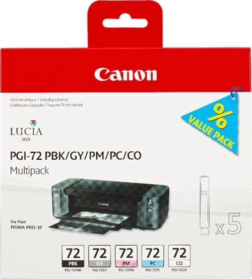CANON TINTA MULTIPACK PBK/GY/PM/PC/O PIXMA PRO 10/10S (PACK 5 COLORES) - PGI 72