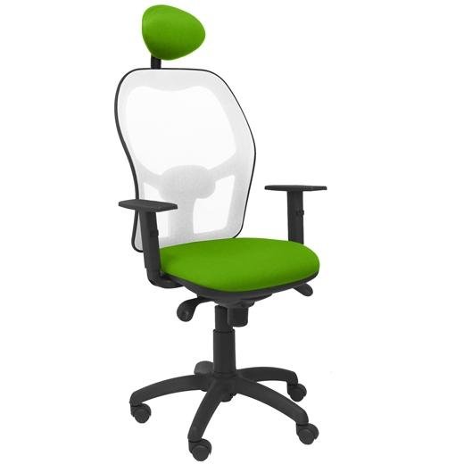 PIQUERAS Y CRESPO SILLA JORQUERA BRAZOS REGULABLES C/CABECERO FIJO MALLA BLANCA ASIENTO BALI VERDE PISTACHO