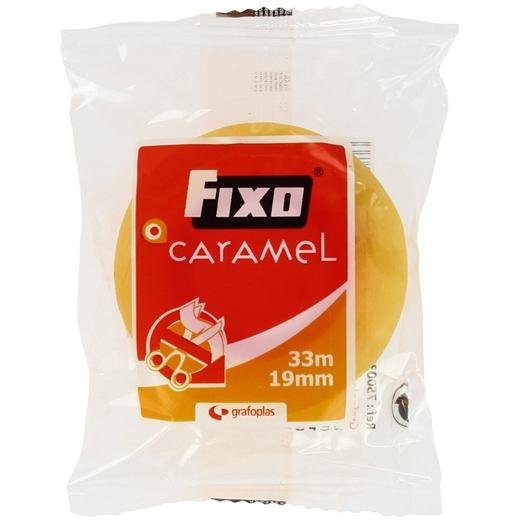 FIXO CINTA ADHESIVA TRANSPARENTE CARAMEL ROLLO 19MM X 33M EN BOLSITA