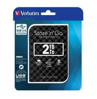 VERBATIM DISCO DURO PORTÁTIL STORE 'N' GO 2TB HDD 2.5" GEN 2, USB 3.0 NEGRO