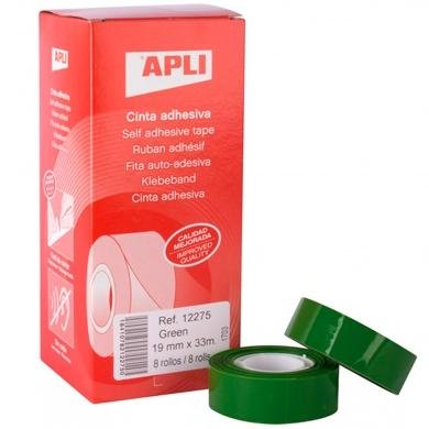 APLI CINTA ADHESIVA SILENCIOSA ROLLO 19MM X 33M PP CAJA 8 UD VERDE