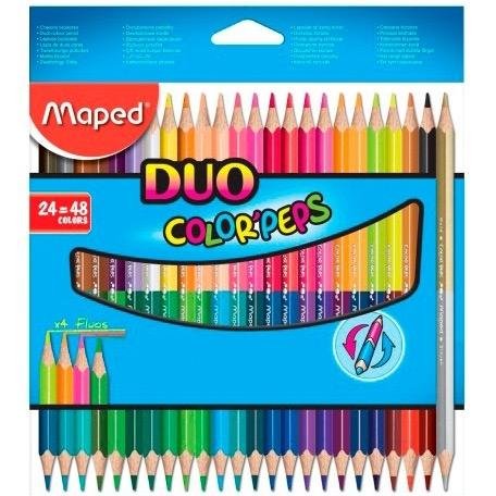 MAPED LÁPICES DE COLORES DUO COLOR´PEPS BICOLOR SURTIDOS ESTUCHE 24 UD