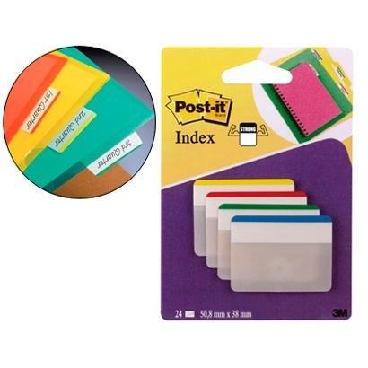 POST-IT INDEX RIGIDO ARCHIVAR GRANDES  4 COLORES X 24 MARCADORES