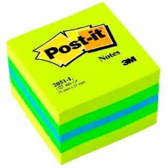 POST-IT MININOTAS ADHESIVAS COLORES 51X51MM 400 HOJAS/BLOCK COLORES  LIMON. VERDE, AZUL Y AMARILLO