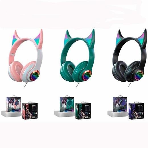 ROYMART AURICULARES GAMERS PODS ESTEREO C/CABLE Y LUCES DE NEÓN COLORES SURTIDOS