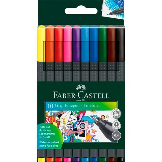 FABER CASTELL ROTULADORES GRIP FINEPEN 0,4MM ESTUCHE DE 10 C/SURTIDOS