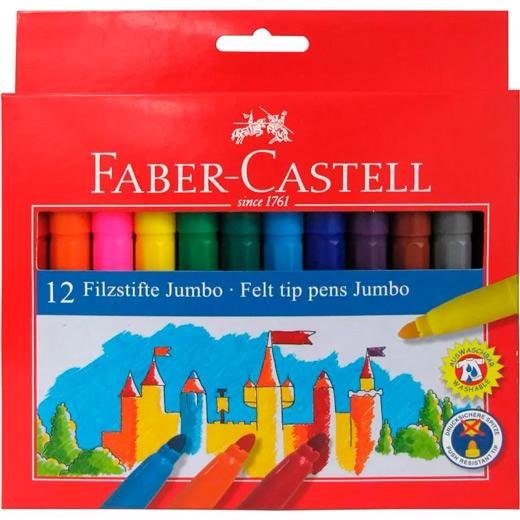 FABER CASTELL ROTULADORES JUMBO COLORES SURTIDOS ESTUCHE 12 UD