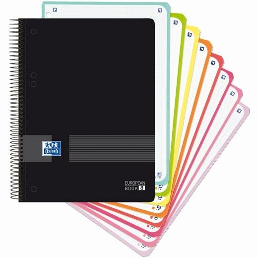 OXFORD CUADERNO LIVE&GO EUROPEANBOOK 8 MICROPERFORADO 160H A5+ 5X5MM TAPA DE PLÁSTICO NEGRO