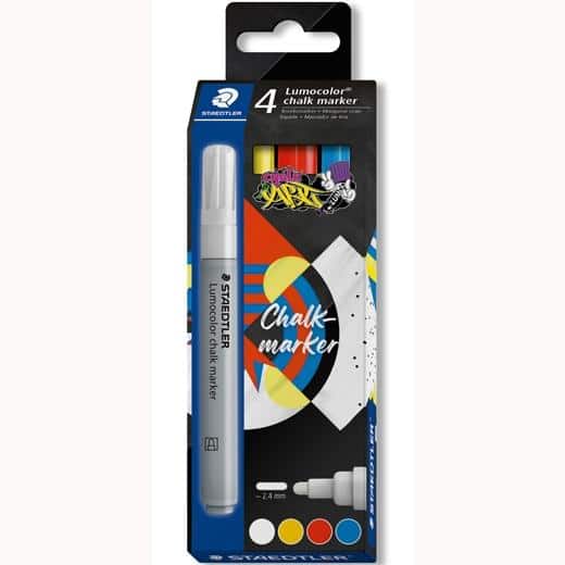 STAEDTLER MARCADOR DE TIZA LÍQUIDA LUMOCOLOR 344 C/SURTIDOS ESTUCHE 4 UD