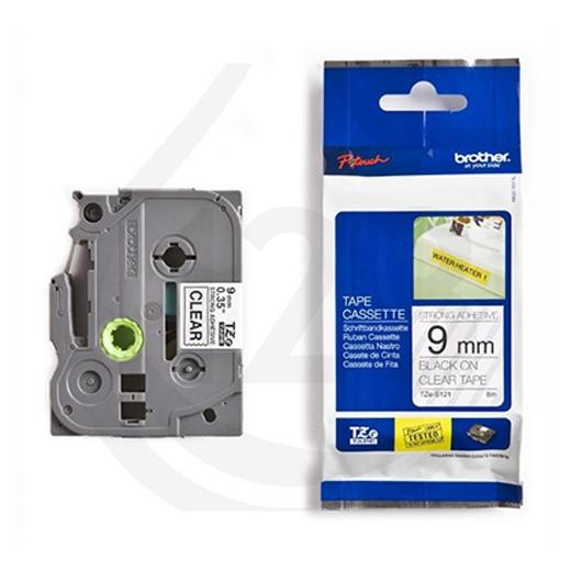 BROTHER CINTA ROTULADORA LAMINADA SUPER ADHESIVA TEXTO NEGRO SOBRE TRANSPARENTE - 9MMX8M