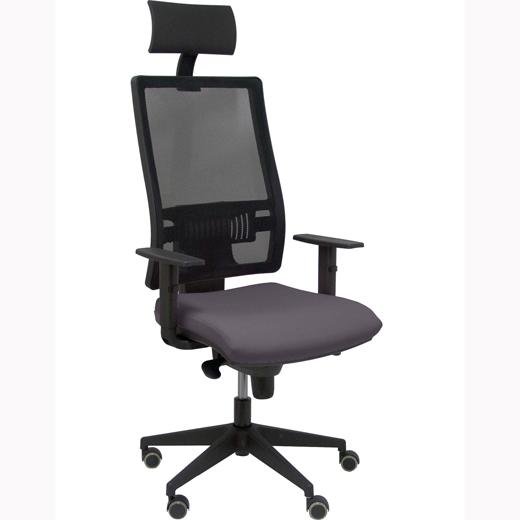 PIQUERAS Y CRESPO SILLA HORMA GIRATORIA SINCRO BRAZOS/R RUEDAS DE PARQUÉ RESPALDO MALLA ASIENTO TAPIZADO BALI GRIS