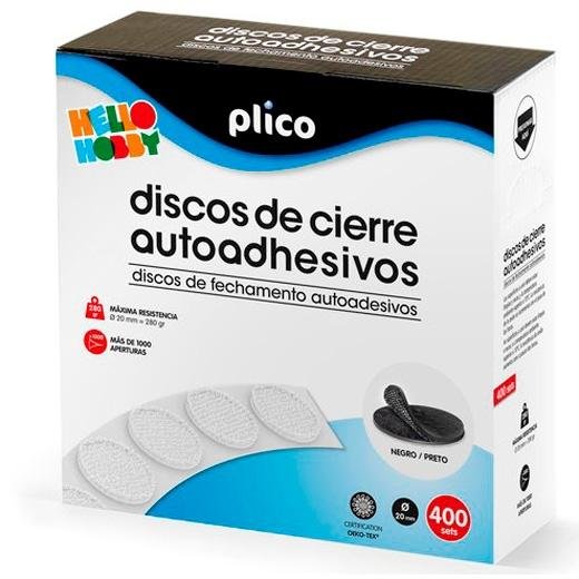 PLICO DISCOS DE CIERRE TEXTIL AUTOADHESIVO Ø20MM -CAJA 400- NEGRO