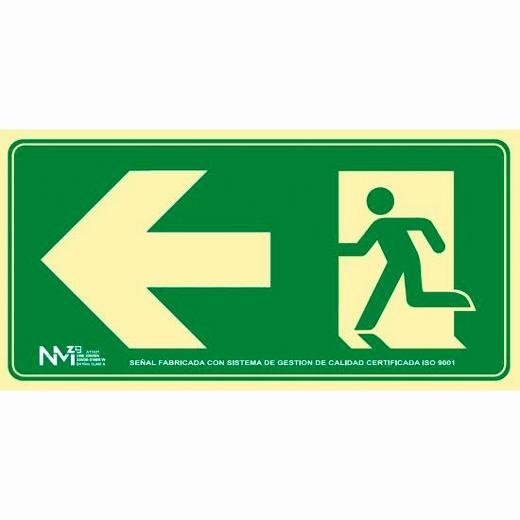 ARCHIVO 2000 SEÑAL "SALIDA DE EMERGENCIA IZQUIERDA" 160X320 PVC VERDE