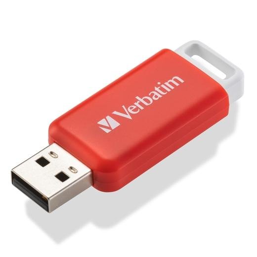 VERBATIM PENDRIVE V DATABAR 16GB HI-SPEED RETRÁCTIL USB 2.0 ROJO