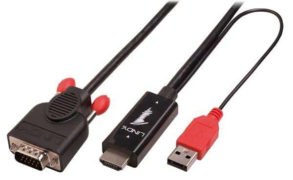 LINDY CABLE CONVERSOR HDMI  A VGA NEGRO 2,0M