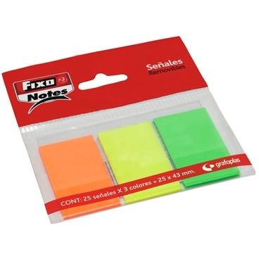 FIXO MARCADORES ADHESIVOS BANDERITAS PET 25X43MM PACK 3 BLOC X 25H C/SURTIDOS NEÓN