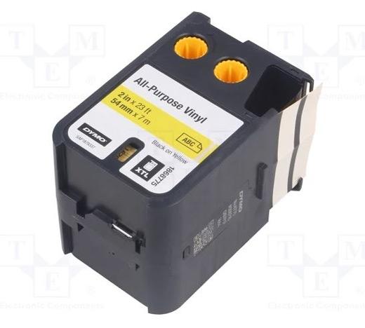 DYMO CINTA DE TRANSFERENCIA TÉRMINA NEGRO SOBRE AMARILLO 54MMX7M VINILO