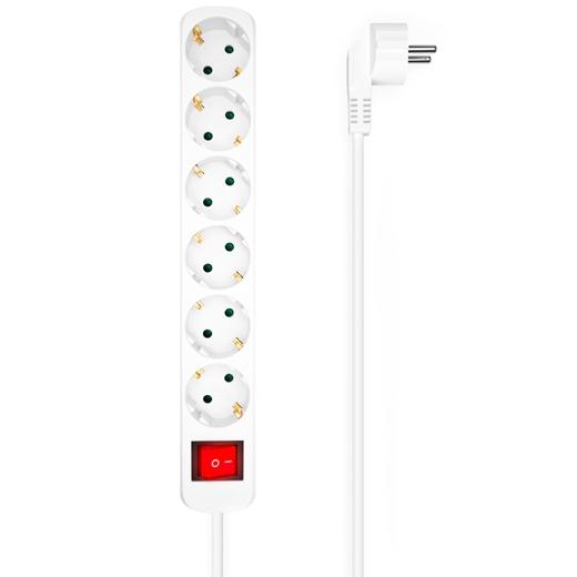 AISENS REGLETA DE ENCHUFES CON 6 TOMAS CON INTERRUPTOR CABLE 1,4M BLANCO