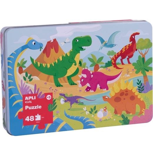 APLI PUZZLE TEMÁTICA DINOSAURIOS 24 PIEZAS CAJA METÁLICA +3 AÑOS