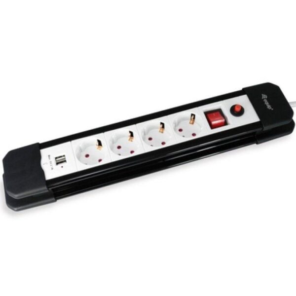 EQUIP REGLETA CON 4 TOMAS + 2 USB CON CABLE DE 1´5 M.Y BOTÓN DE APAGADO Y ENCENDIDO