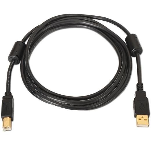 AISENS CABLE USB 2.0 IMPRESORA ALTA CALIDAD CON FERRITA TIPO A/M - B/M NEGRO 5,0M