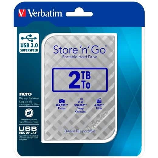 VERBATIM DISCO DURO PORTÁTIL STORE 'N' GO 2TB HDD 2.5" USB 3.0 PLATA