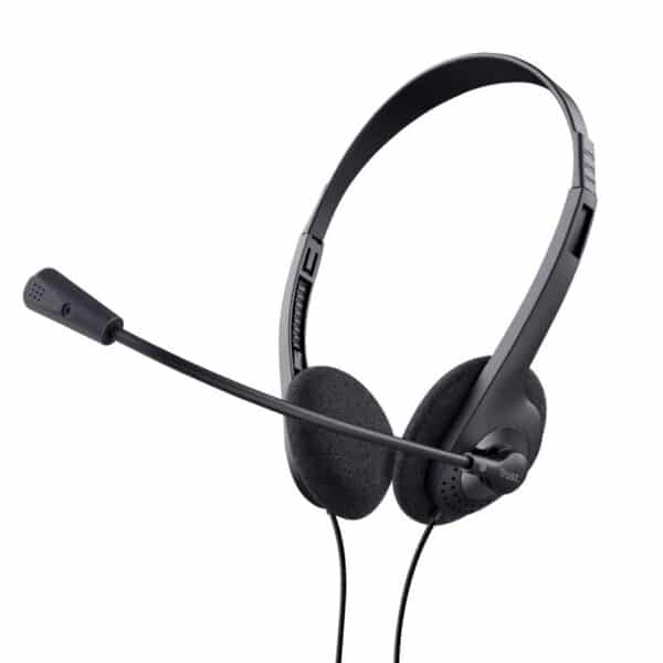 TRUST AURICULARES BASIC ESTÉREO JACK 3.5MM ULTRALIGEROS CON MICRÓFONO FLEXIBLE AJUSTABLE NEGRO.