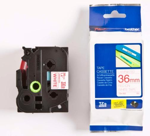 BROTHER CINTA ROTULADORA LAMINADA TEXTO ROJO SOBRE FONDO BLANCO - 36MMX8M