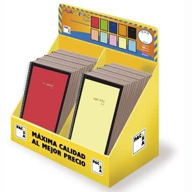 PACSA CUADERNO PLASTIPAC SERIE LUX 80H FOLIO 100GR 4X4MM EXPOSITOR 40 UD TAPA PP C/SURTIDOS VIVOS/PASTEL