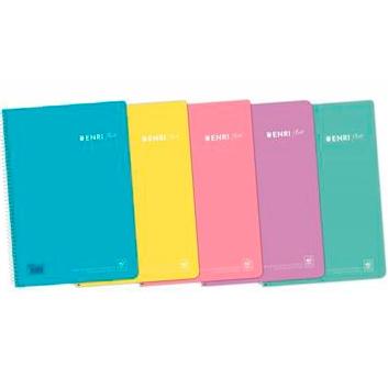 ENRI CUADERNO ESPIRAL FOLIO 80H 4X4MM C/M TAPA PP C/SURTIDOS PASTEL