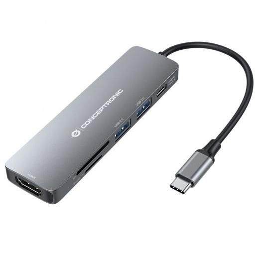 CONCEPTRONIC ADAPTADOR USB-C 6EN1 HDMI-USB-C USB 3.0 LECTOR SD